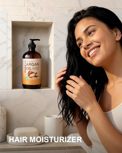 Argan Oil 16oz Glass Bottle - Cold Pressed Moroccan Nourishing Skin & Hair Oil - Pack of 1
