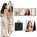 Adzyz Black Foldable Full Length Travel Mirror 39x11.6 Inch 3-Way Standing & Hanging Compact Design