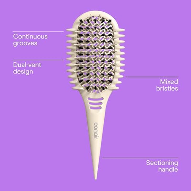 Conair Curl Define Pro Hair Brush for Curly Hair, Dual-Vent Design with Continuous Grooves, Mixed Bristles for Frizz-Free Detangling, Smoothing, and Curl Definition
