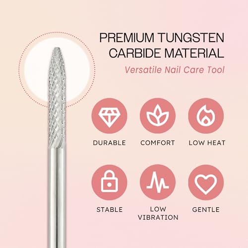 PANA 3/32" Carbide Cuticle Nail Drill Bit for Cuticle Cleaning, Dead Skin Removal, Gel Polish & Acrylic Removal, Under Nail Cleaner, Nail Salon, Manicure Tools (UNC - Silver, Extra Fine)