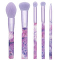 MODA Tie Dye, 5pc Full Face Makeup Brush Set, Includes - Blush, Complexion, Shadow, Crease, & Liner Brushes, Peaceful Purple