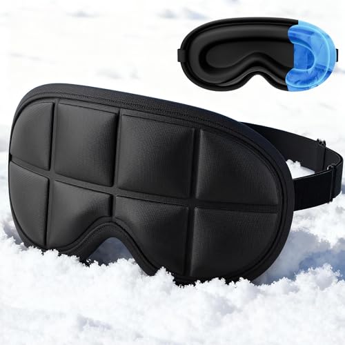 Tolaccea Black 1 Pack 3D Cooling Sleep Mask with Double Gel for Hot & Cold Therapy