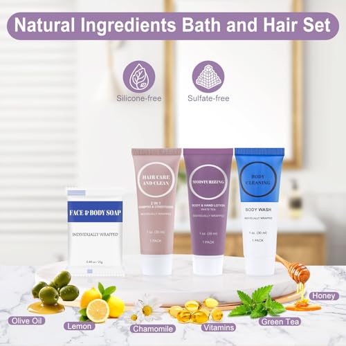 Travel Size Toiletries Set Bulk 80 Pack - 1 Fl Oz Individually Wrapped