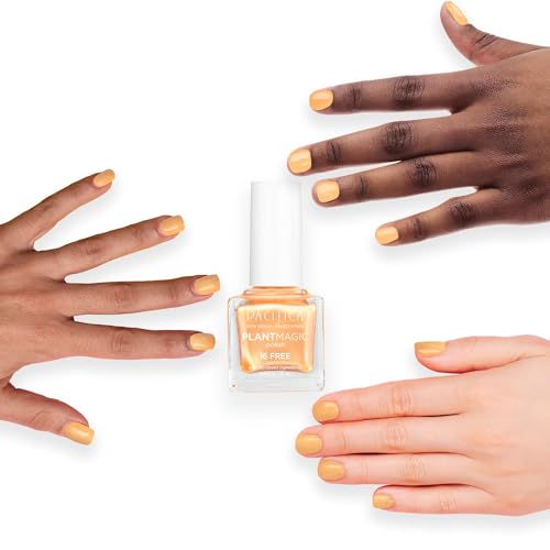 Pacifica Natural Nail Polish ? Plant Magic Orange Nail Polish - Plant Based, Non-Toxic & Clinically Tested - Lasting Colors, Glossy, Chip-Resistant, Clean Beauty, Dermatologist Approved, Tangerine Pop