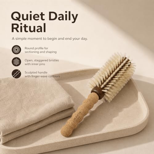 Boar Bristle Round Hair Brush for Fine Thin Hair 2.75 Inch Styling