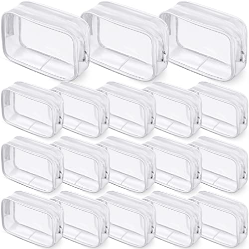 18 Pack Clear Makeup Bags with White Border - Travel Toiletry Organizer