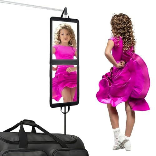 LPHUMEX Foldable Full Length Dance Mirror ? 33¡± Portable Shatterproof Hanging Mirror, Folding Full Length Travel Mirror for Dancing, Camping, Dance Competition Must Haves