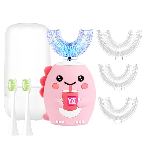 Kids U Shaped Electric Sonic Toothbrush - Pink, Rechargeable, 360° Full Mouth Clean