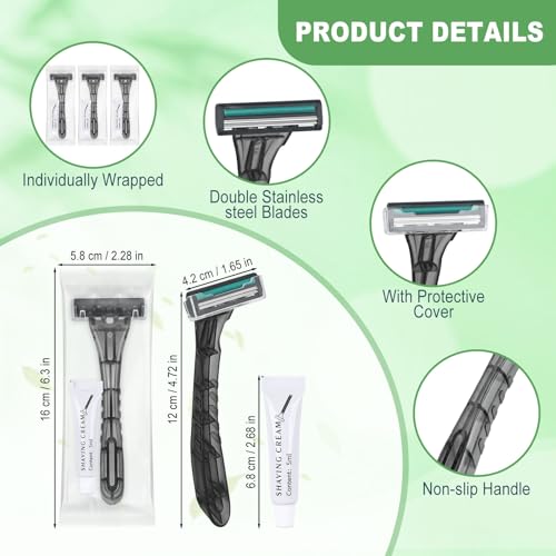 Disposable Razors Bulk with Shaving Cream - 100 Pack, Travel Safety Razor Set