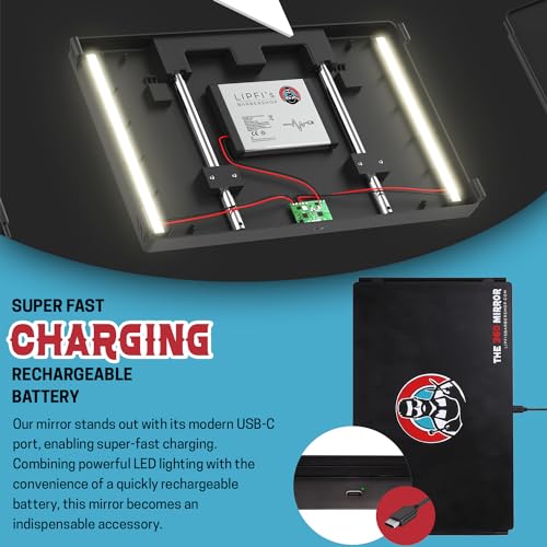 Mini LED Trifold Mirror for Hair Cutting - Black Variation