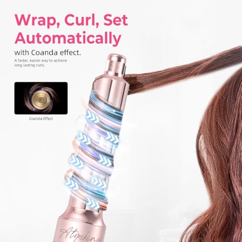 Pink 6-in-1 Blow Dryer Brush Hot Air Styler with Auto-Wrap Curlers