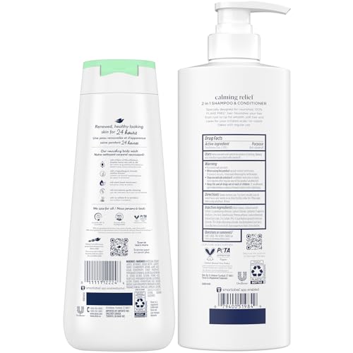 Dove 2-in-1 Dandruff Shampoo & Conditioner with Pyrithione Zinc, Calming Relief & Body Wash Set