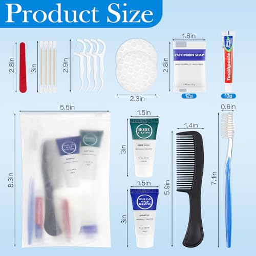 20-Pack 8-in-1 Toiletry Kits – Travel Essentials Set with Toothbrush, Toothpaste, Body Wash & More (Zhjianup)