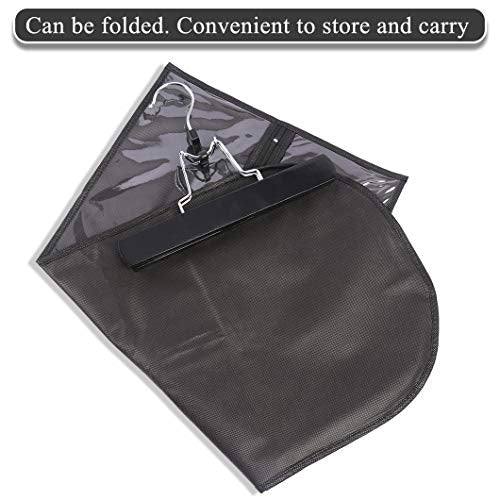 23.6 Inch Hair Extension Storage Bag with Hanger - Waterproof Dustproof Portable Organizer - Black