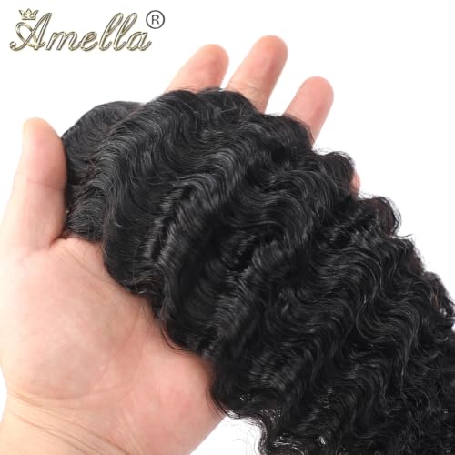 Amella Burmese Curly Human Hair Bundles 20 Inch Natural Black #1B Spiral End, 3C4A, Full Head Voluminous Style