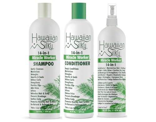 Hawaiian Silky 14-in-1 Miracle Hair Care Set Shampoo Conditioner & Spray
