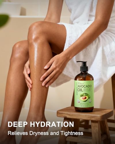 Organic Avocado Oil 16oz - Cold Pressed, USDA Certified, Natural Hair & Skin Nourishing Oil