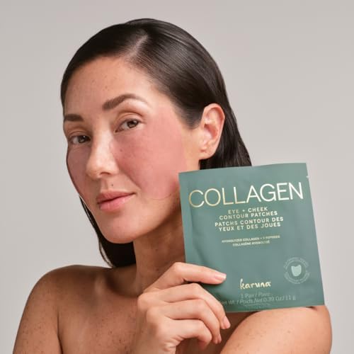 Karuna Collagen Hydrogel Facial Sheet Masks for Wrinkles & Hydration - Hydrogel Eye & Cheek (4 Pack)