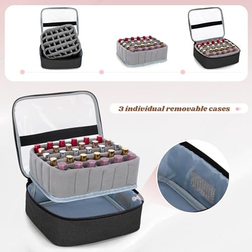 LUXJA Nail Polish Organizer Bag with UV Lamp Storage - Holds 90 Bottles