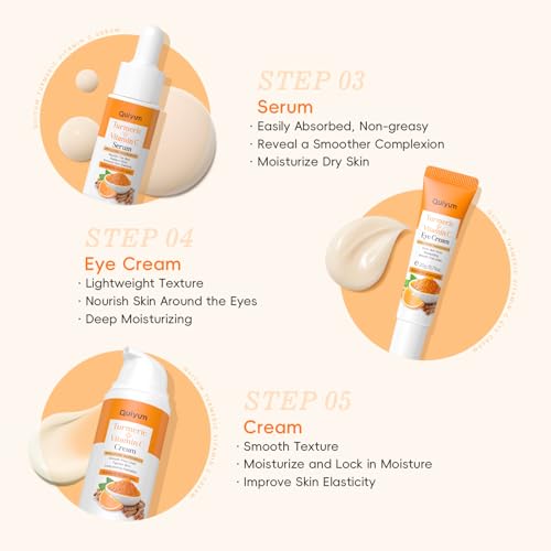 Skin Care Set, Turmeric Vitamin C Skincare Kits 5PCS - Beauty Skin Care for Women, Facial Skin Care Routine Set Kit, Dark Spot Remover for Face, Reduce Acne, for Oily Skin