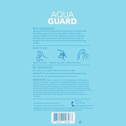 Aqua Guard After-Swim Foaming Body Wash 2-Pack - Neutralizes Chlorine & Hydrates Skin