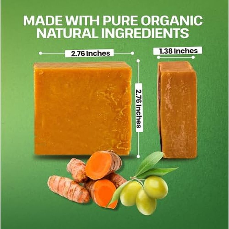 Dr.Ancient Turmeric Soap Bar, Organic Soap Bars Handcrafted the Traditional Way, Natural Chemical-Free, Vegan, Used for Face Wash, Body Wash, and Hand Cleansing, Nourishing Care (Pack of 4)
