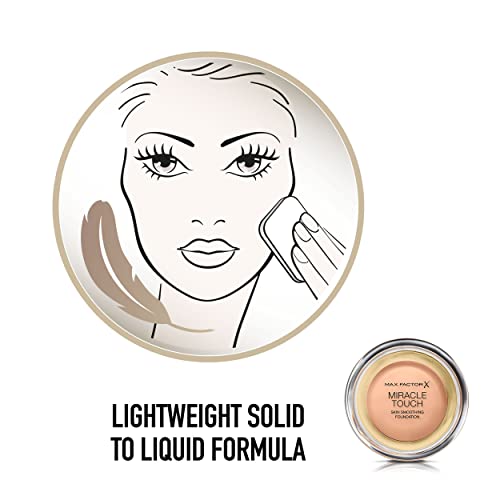 Max Factor Miracle Touch Foundation, New and Improved Formula, SPF 30 and Hyaluronic Acid, 60 Sand