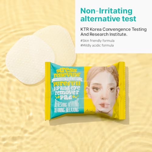 Ariul Purefull Lip & Eye Makeup Remover Pads ? Oil-Infused Dual-Sided Pads, Gentle Exfoliation, Travel Friendly Compact Size, Korean Skincare, 30 Pads x 3 Pack