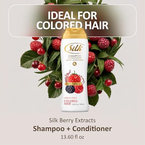 Silk 2-in-1 Shampoo & Conditioner for Colored Hair - Berry Scent - Pack of 6 (13.6 Fl Oz)