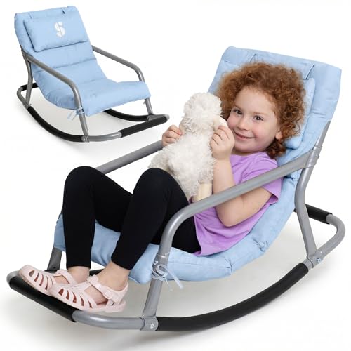 Blue Sensory Rocking Chair for Kids - Comfortable Floor Seat for Playroom & Nursery