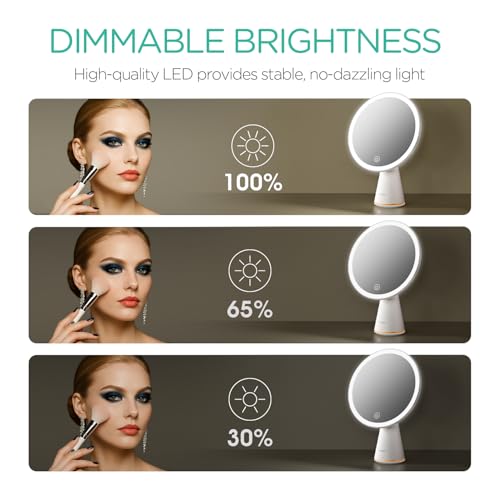 Rechargeable Travel Makeup Mirror with Lights - Compact Vanity with Adjustable Brightness