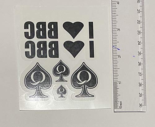 Temporary Tattoos Set - 8 Sheets Queen of Spades BBC Symbols Variety