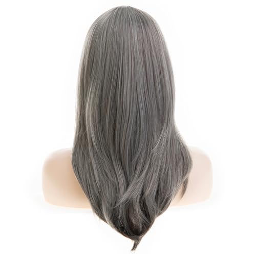 Grey Long Straight Bangs Synthetic Wig for Women - Fashion, Daily & Party Wear