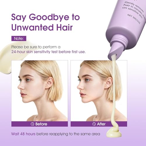 Facial Hair Removal Cream for Women, Gentle Face Hairs Removal Cream for Sensitive Skin, Facial Hair Remover Creams, Depilatory Creams for Face Chin Upper Lip for Smooth Soft Skin, 1.01 fl oz