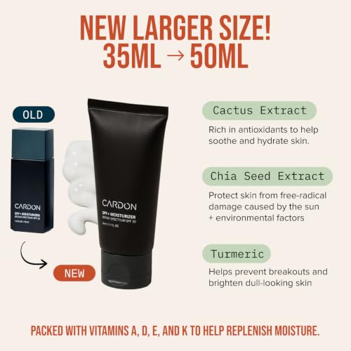 Men's SPF 30 Facial Moisturizer with Cactus Extract, 1.7 Fl Oz - Sun Protection & Anti-Aging