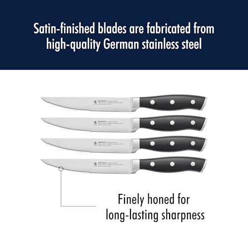 Henckels Forged Accent Steak Knives Set of 4 - Black, Razor-Sharp, German Engineered