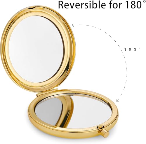 Mini Portable Makeup Mirror 1X/2X Magnification Gold 18 Pack