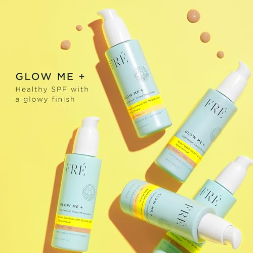 Tinted Mineral Sunscreen with Non-Nano Zinc Oxide, SPF 30 Face Moisturizer, GLOW ME by FRE Skincare (Medium-Deep) - Hydrating Lightweight Face Cream for Smoother & Glowing Skin - Reef-Safe Sunscreen