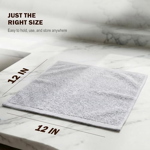 Silver Washcloth Set - 24 Pack 12x12 Inch 100% Cotton Towels - Utopia Towels