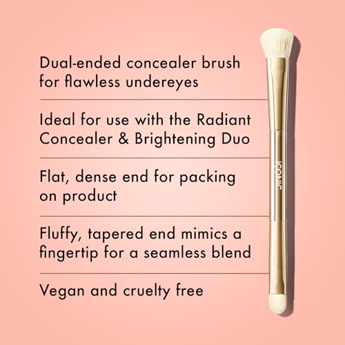 ICONIC LONDON Concealer Duo Brush | Two Sided Makeup Brush, Buff and Blend, Perfect for Liquid and Cream Products, Cruelty Free