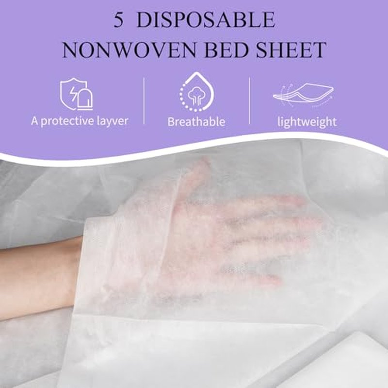 100PCS Disposable Bed Sheets 31.5" x 71", Non-Woven Fabric Massage Table and Spa Bed Covers, Breathable and Durable for Ultimate Hygiene and Comfort in Massage, Tattoo, and Spa Treatments (White)