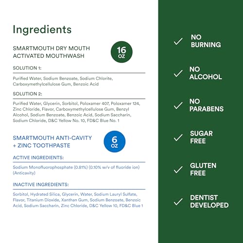 SmartMouth Dry Mouth Mouthwash, Anti-Cavity Toothpaste & Mints Set