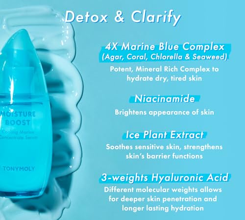 TONYMOLY Marine Hydrating Serum with Niacinamide & Seaweed for Brightening & Moisture