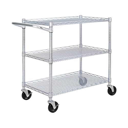 Heavy Duty Commercial Steel Utility Cart with 3 Shelves - 36 W x 18 D, NSF Certified