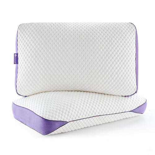 Queen Adjustable Memory Foam Pillow Set - 2 Pack with Removable Cover, Cooling & Support