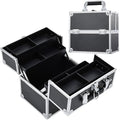 FRENESSA Black Makeup Train Case with 4 Trays Lockable Portable Cosmetic Organizer