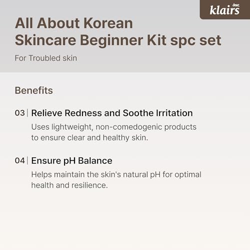 DearKlairs [Klairs] Korean Skincare Beginner Kit, 4pc Set, Cleanser to cream