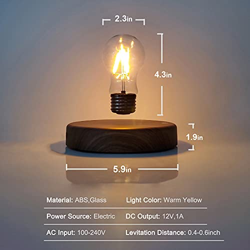 HCNT Levitating Bulb Lamp Magnetic Floating LED Desk Light - 360° Rotation, Night & Room Decor, Variation 1
