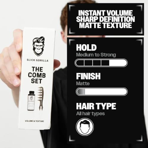Slick Gorilla Matte Hair Styling Powder & Comb Gift Set for Men