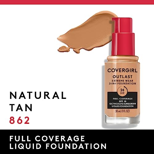 Liquid Foundation SPF 18 Full Coverage Makeup Natural Tan 1 Fl Oz Pack of 2